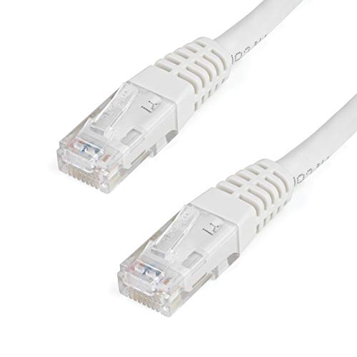 StarTech 1ft CAT6 Ethernet Cable - White CAT 6 Gigabit Ethernet Wire -250Mhz 100W PoE RJ45 UTP Molded Network Patch Cord with Strain Relief (C6PATCH1WH) | 250MHz bandwidth, Gold-plated RJ45, Patch Cable, Ethernet Cord, UTP Molded Network, Strain Relief, 1