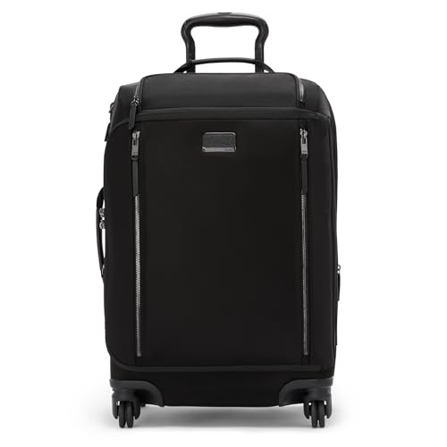 TUMI - Voyageur Leger 4 Wheeled Luggage - Women's Lightweight and Spacious, Sleek Silhouette, Durable Premium Suitcase - 21.8" Dual Access Expandable Carry-On, Black with Gunmetal Hardware - color: BLACK/GUNMETAL, style: 21.8" International Expandable Car