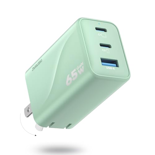 65W USB C Charger, 3-Port PD Fast Charging, Compact Type C Wall Charger with Foldable Plug for iPhone 17/16/15, MacBook Air/Pro, iPad, Samsung S25/S24/S23, Pixel 10(Olive Green) - color: 6Olive green S