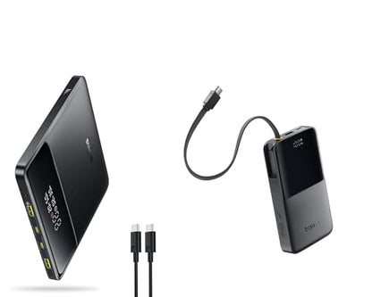 Baseus Laptop Portable Charger 100W 20000mAh 22.5W PD Fast Charging 10000mAh Power Bank Built-in Braided USB C Cable