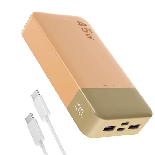 JUOVI Power Bank 45W 20000mAh Portable Charger | PD QC Fast Charging with 4 USB Ports(2C 2A), LED Display External Battery Pack for iPad Tablet Switch iPhone Samsung etc - color: Orange