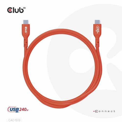 Club 3D CAC-1513 USB2 Type C to Type C Certified Bi-Directional Cable with 240W Charging, 480Mb Data Transmission EPR 3m- 9.8ft - size: 3m- 9.8ft