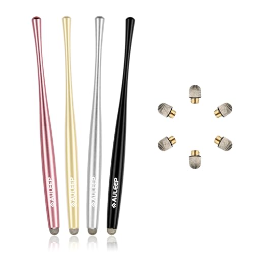 AULEEP Capacitive Stylus Pens for Touch Screen with 4 Pack 6 Nanofiber Tips Compatible for Phones, Tablets, iPads, Kindles (Silver Gray/Black/Rose Pink/Gold) - color: 4P-Silver Gray, Gold, Rose Pink, Black