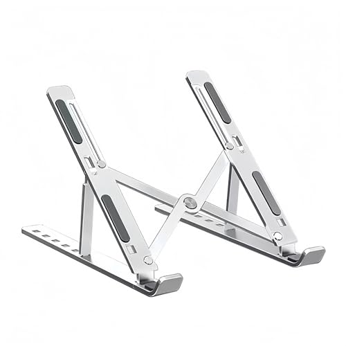 Aluminum Foldable Laptop Stand for Desk, Tablets and 10-17" Laptops | Portable Notebook Stand Computer Holder Adjustable Riser for MacBook Air/Pro/Neo, iPads, Tablets, More Laptops
