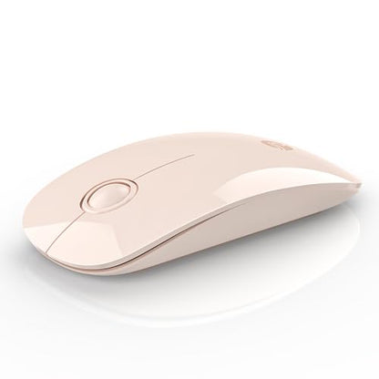 RAPIQUE Bluetooth Wireless Mouse - (BT5.1+2.4GHz) Slim Dual Mode, Pink | Quiet clicks, Low Power, 1600 DPI, USB-A Receiver, Portable design, Works with MacBook, Laptop, iPad Pro/Air and Tablet - color: Pink
