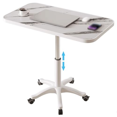 Height Adjustable Compact Laptop Desk, Pneumatic Sit Stand Table, Mobile Standing Desk with 5 Wheels, Portable Spacious Sofa Side Table, Easy to Install(A) - color: A