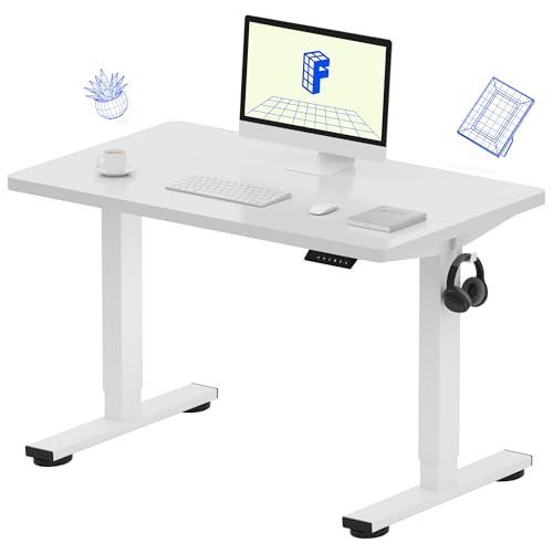 FLEXISPOT EN1 40"x24" One-Piece Standing Desk, White | 176 LBS Capacity, Seamless Desktop, Home Office, 4 Memory Presets, Dual Monitor Setup, Anti-Collision - color: White (White Frame), size: 39.4 x 23.6 in