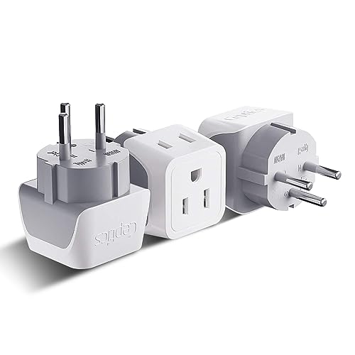 Ceptics Israel Plug Adapter - 2 in 1 Type H Adapter, US to Jersusalem Plug Adapter - Israel, Palestine Travel Adapter Plug, - Dual USA Inputs, CE, RoHS - 3 Pack - color: Alabaster White