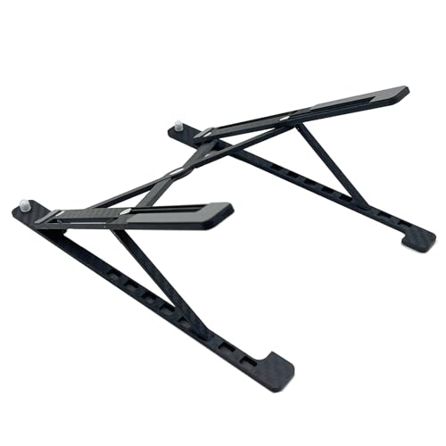 Lightweight Carbon Fiber Laptop Stand Foldable Portable 8 Angles Adjustable Laptop Holder Riser Ventilated Cooling Notebook Computer Stand up to 17.3” Laptops&Tablets Black Gray