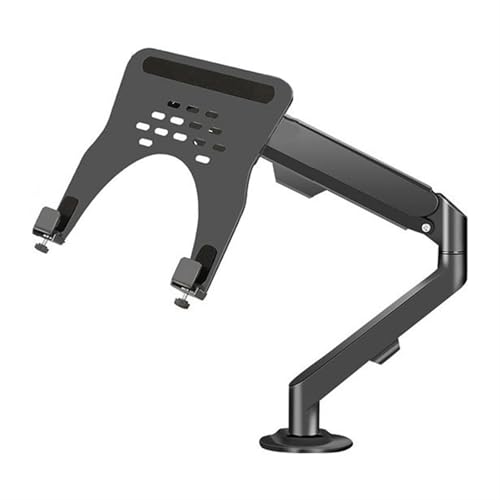 Monitor Arm Laptop Arm Mount for Desk Holds 4.4-19.8lbs, 2 in 1 Adjustable Gas Spring Arm Single Monitor Desk Mount with Tray for 17"-30" Screens or 10"-16" Laptops Monitor Mount Arm, Black - color: Black