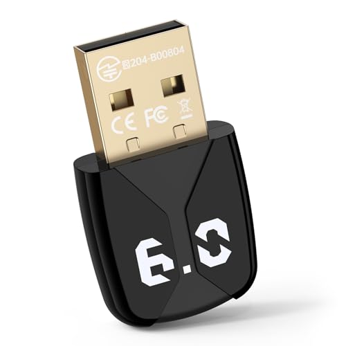 USB Bluetooth Adapter for PC, Bluetooth 6.0 Dongle Receiver EDR & BLE, Plug & Play for Windows 11/10/8.1, for Headphone/Keyboard/Mouse/Speakers/Printer