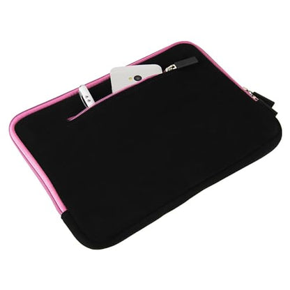 Neoprene Laptop Sleeve for 13 13.3 Inch Laptops Tablets with Padded Lining, Shock Resistant Unisex Laptop Bag for Office, Commute, Travel - color: Black / Pink