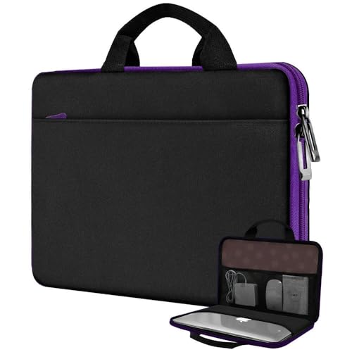 Hseok Laptop Case 13.3-14 inch Sleeve, TSA Computer Handbag Water-Resistant and Shockproof Bag Compatible with MacBook Pro/Neo 14", Mac Air/Pro 13.3" and 13"-14" Notebooks Chromebooks,Black-Purple - color: Black-purple