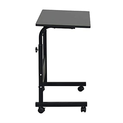 Adjustable Height Mobile Computer Desk Rolling Computer Desk, Height Adjustable Mobile Laptop Stand Desk Rolling Cart, Mobile Small Standing Desk Portable Rolling Laptop Desk Overbed Bedside Desk - color: A