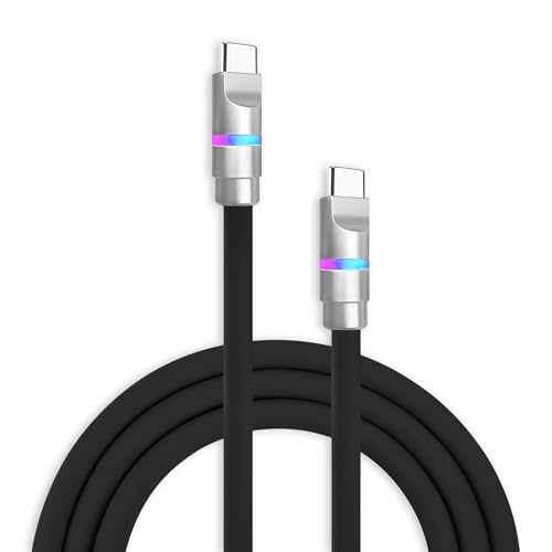 chubbycable Neon Chubby - Fast Charge Cable with Smart Light RGB Color Gradual Light Up 100W Charging Cord LED USB C Cable Compatible with iPhone 17-15 Series, Black, Type-C to Type-C, 3.3 FT - color: Black, size: 3.3ft (1m), style: Type C-Type C