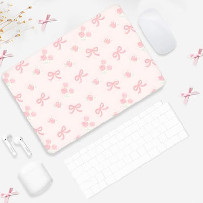 Seorsok Compatible with MacBook Pro 13 inch Case M2 2023,2022,2021-2016 A2338 M1 A2251 A2159 A1989 A1708 A1706,Cute Pink Ribbon Bow and Blooming Rose Plastic Hard Case&Transparent Keyboard Cover,Pink - color: Ribbon Bow&Blooming Rose, size: Pro13（A2338 M1