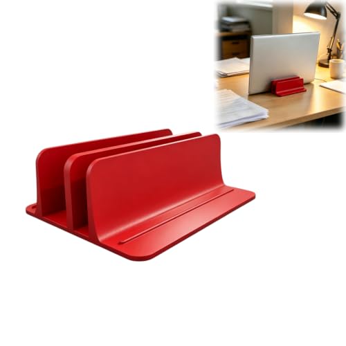 Adjustable Dual Vertical Laptop Stand, 2-Slot Desk Organizer Holder for Home Office
