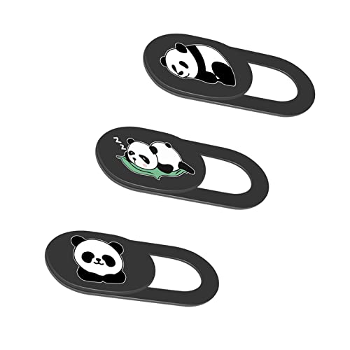 3PCS Phone Camera Cover, 0.02 Inch Laptop Webcam Cover Slide Cover, Webcam Privacy Cover, Keep Your Privacy Safe (Panda Three Patterns - Black) - color: Panda Three Patterns - Black