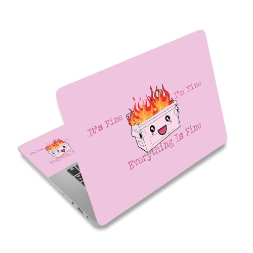 AIMSA Laptop Skin Sticker Decal, 17 17.3 inch Laptop Art Decal Universal Cover, Decorative Stickers Notebook Skin Protector, I'm Fine Pink - color: I'm Fine Pink