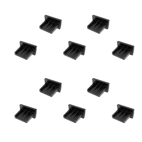10 PCS Mini USB Port Anti-dust Plugs, Silicone Covers Caps Stoppers, Port Protector for PC Laptop Notebook Computers, 0.28 x 0.08 (LxW) - size: Mini USB/Black/10 PCS