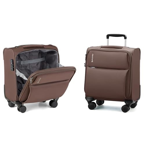 Hanke 16 Inch Underseat Carry On Luggage with Spinner Wheels for Airline, Small Softside TSA Approved Luggage Lightweight Rolling Suitcases Under Seat Travel Carry-On Bag(Coffee) - color: Coffee, size: 16 Inch Underseat