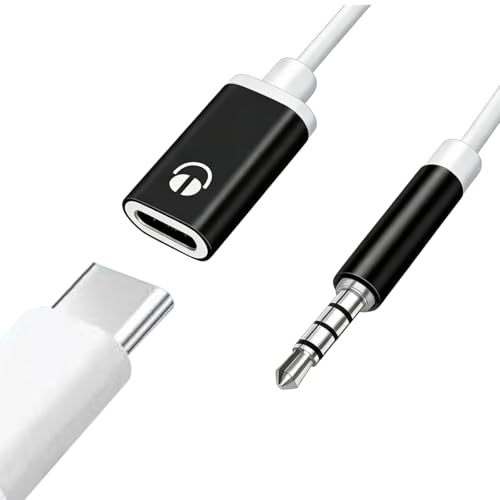 3.5mm Male to Type-C Female Audio Adapter Cable, Analog Cable Type-C to 3.5mm Converter for Headphones, MP3 Players, Tablets, Laptops, Karaoke (Black) - color: Black