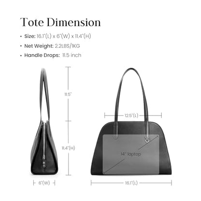 befen Genuine Leather Tote Bag for Women Work Travel Leather Purse Handbags | Real Leather, Padded 14" Laptop Compartment, Multi-Pockets, Zipper, Tote Bag for Daily - color: Z3-black