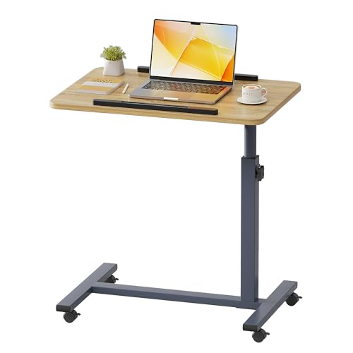 ZIWEI STAR Laptop Table Mobile Adjustable Height Portable Desk Notebook Swivel PC Computer Rolling Desk with Wheels, Laptop Stand for Couch Bedside Hospital Bed Table (Natural Color) - color: Natural Color