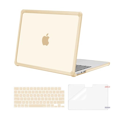 MOSISO Compatible with MacBook Air 13 inch Case M5 2026 M4 M3 M2 2025-2022 | A3449 A3240 A3113 A2681, 3 in 1 Kit Crack-Resistant Heavy Duty Protective Hard Shell Case Cover with TPU Bumper, Apricot - color: Apricot