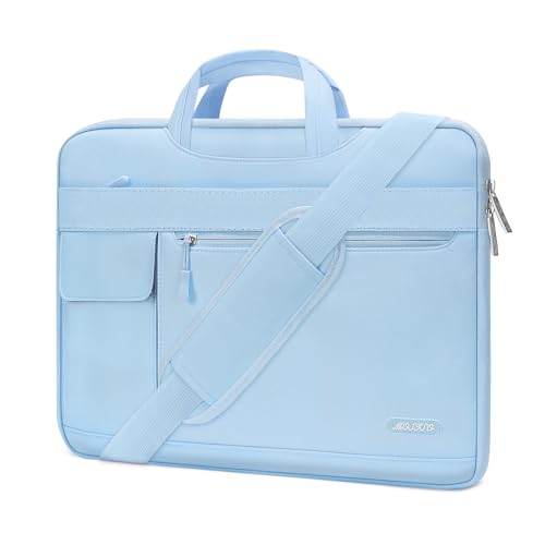 MOSISO Laptop Shoulder Bag Compatible with MacBook Air/Pro,13-13.3 inch Notebook,Compatible with MacBook Pro 14 inch M5 M4 M3 M2 M1 2026-2021,Polyester Flapover Briefcase Sleeve Case, Airy Blue - color: Airy Blue, size: 13.3 inch