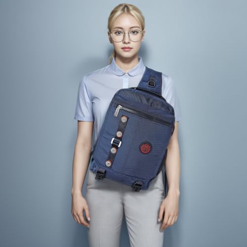 Large Sling Bag Laptop Backpack Cross Body Messenger Bag Shoulder Travel Rucksack (C- Blue) - color: C- Blue