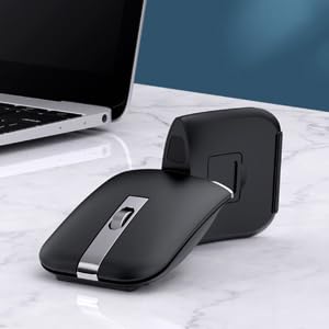 Foldable Arc Wireless Mouse Silent Click Bluetooth 5.3 and 2.4GHz | Dual Modes Portable Curved Mouse for Home, Office, Travel– Gray - color: Gray
