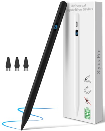 DIGIROOT Stylus Pen for iPhone, High Senstivity Universal Stylus Pen, Black | 3X Fast Charging, with LED Power Display, Magnetic Adsorption, Compatible with iPhone/Andriod/Tablet/Switch/Samsung Galaxy - color: Black