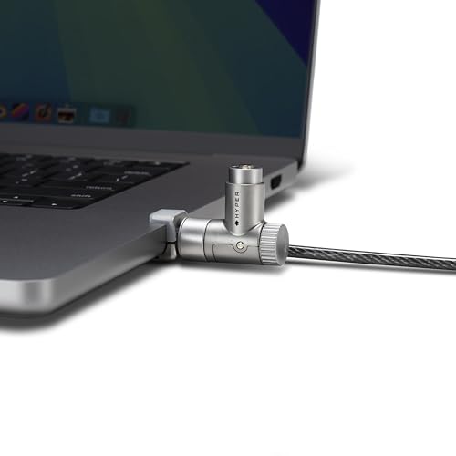 HyperShield MacBook Pro Cable Laptop Lock — Tool-Free MacBook Security Lock w/ 6.5 Ft. Steel Cable, Full Port Access — for 14” & 16” Apple Silicon Devices — Ideal for Public Spaces
