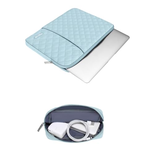 MOSISO Laptop Case 13.3 inch, 13-13.3 inch Laptop Sleeve, Ice Blue | Compatible with MacBook Neo/Air 13.6/Pro 13/Pro 14, HP Dell ASUS Lenovo, Square Quilted Vertical Bag with Pocket&Small Case - color: Ice Blue, size: 13.3 inch