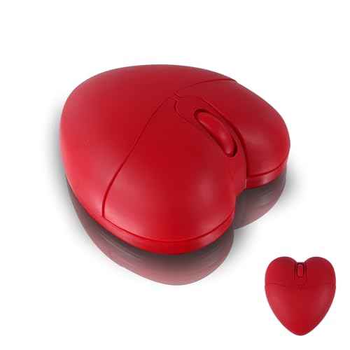 elec Space Wireless Bluetooth Mouse, Silent and Stylish Heart-Shaped Mouse for Laptop, PC - 10m Range (Red) - color: red
