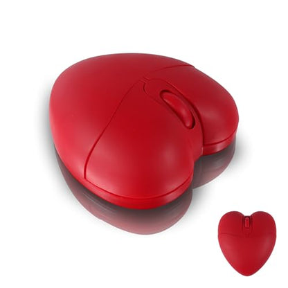 elec Space Wireless Bluetooth Mouse, Silent and Stylish Heart-Shaped Mouse for Laptop, PC - 10m Range (Red) - color: red