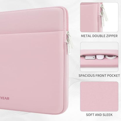 RAINYEAR Laptop Sleeve Case 13.3 Inch, Protective Portable Case with Front Pocket, Briefcase Handbag Laptop Bag Compatible with 13.3-14 Inch Laptop PC, 14 Inch MacBook Pro M5 M4 M3 M2 M1, Light Pink - color: Light Pink, size: 13.3-14 inch
