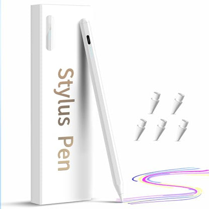 Stylus Pen for iPad,(2018-2026) Fast Charge with Tilt Sensitivity & Palm Rejection Compatible with iPad Pro 11"/12.9", iPad mini 5/6, iPad Air 3/4/5, iPad 6/7/8/9/10 (White) - color: White