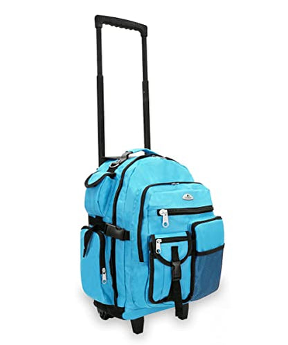 Everest Deluxe Wheeled Backpack, Turquoise, One Size - color: Turquoise