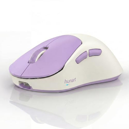 hunart H6 49g Wireless Mouse, Bluetooth & 2.4GHz, USB-C Charging, Purple | Silent Clicks, Two Ways to Connect, Right-Hand Ergonomic Comfort, Portable for Laptop, MacBook, PC & Tablet - color: Cream Purple