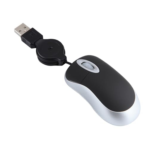 USB Wired Mini Mouse,Small Corded Mice with Retractable Cable for Travel,Kids,Gifts-Black - color: Black, style: USB A