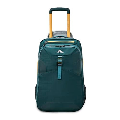 High Sierra Hi-Life 3-in-1 Convertible Wheeled Backpack - Features Removable Daypack, Stack-It Strap, Adjustable Handle, Fleeced Pocket For Scratch Protection, Dual Water Bottle Pockets - Green/Yellow