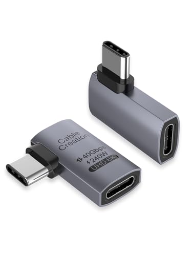 CableCreation Right Angle USB C Adapter 2-Pack, USB C 90 Degree Adapter | 40Gbps 240W, Type C Male to Female Connector for Thunderbolt 4, USB 4, Notebook, PC, Tablet, Phone and More, Right Angle - size: 2PCS, style: Right Angle