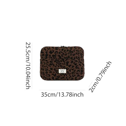 Cute Bow Puffy Laptop Sleeve 13-15 Inch Cute Quilted Laptop Protective Case Padded Bow Computer Sleeve for MacBook (Leopard Coffee, 13inch) - color: Leopard Coffee, size: 13inch