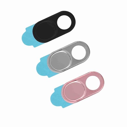 Metal 3Pcs Webcam Cover Sticker Lens Slide for Laptop Smartphone Tablet Computer Protection from Hackers Thickness 0.7mm (Silver Black Pink Mixed Color) - color: Silver black pink mixed color