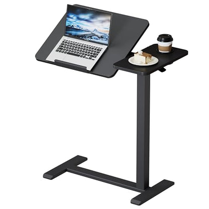 BZIUM Overbed Bedside Table with Hidden Wheels, Adjustable Medical Tilt Top Hospital Bed Table Over The Bed, Rolling Desk Mobile Standing Desk (27.6x15.8, Black) - color: Black, size: 27.6x15.8 Inch