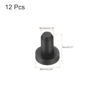 uxcell High Temp Silicone Plug Mount Dia 3.5mm/0.14 inch t Shaped Rubber Stopper Hole Plugs for Powder Coating Plating Waterproof Plugs Sealing Plugs Black Pack of 12(OD 6mm) - size: 3.5x6mm