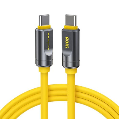 AOHI USB4 2.0 Cable 6.6ft with 240W PD3.1 Fast Charging, 80Gbps Data Transfer, Dual 8K/Triple 4K Display, The Future Adonis USB C Cable for MacBook Pro/Air, iPhone 17 Pro Max, SSD, Docking, Yellow - size: 6.6 FT