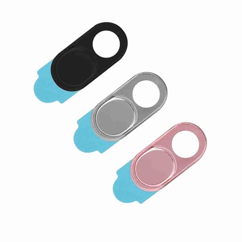 3Pcs Metal Webcam Cover, Privacy Protection Camera Lens Cover Sticker, with Easy Slide Open Close Design, for Laptop Smartphone Tablet PC Desktop (Silver Black Pink Mixed Color) - color: Silver black pink mixed color